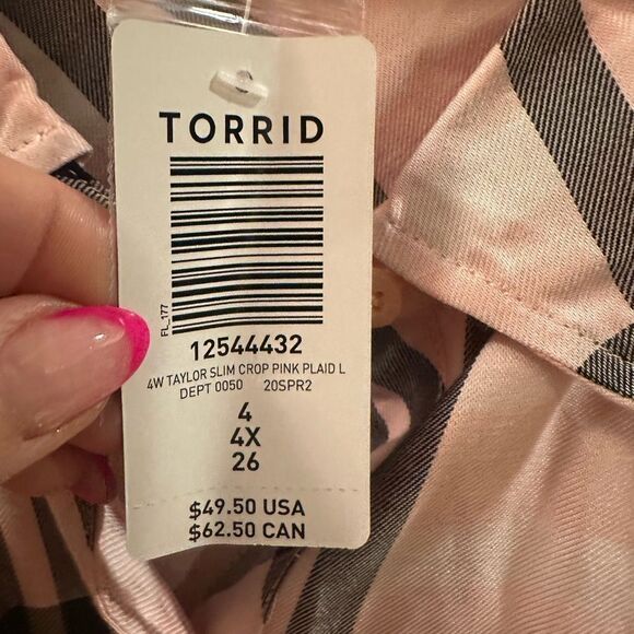 Torrid Pink Plaid Button Down Shirt - Picture 5 of 5